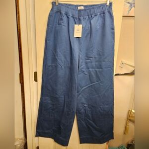 Asciari Acero blue cotton wide leg pants size large NEW